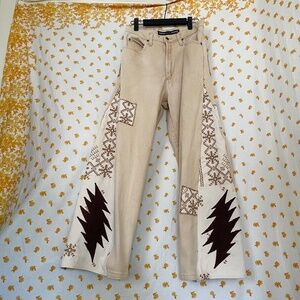 One of a Kind Grateful Dead Upcycled Patchwork Jeans Handmade USA Size 10